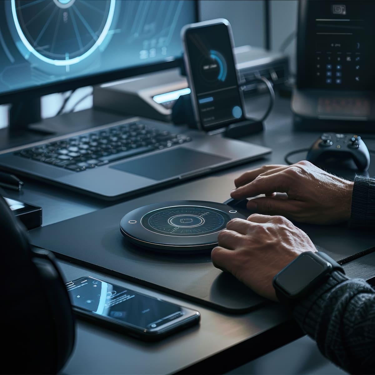 thumbnail image 2 of T-35 Under Counter Wireless Charger - Hidden Qi Charging Pad For Phones & Devices 2 of 9