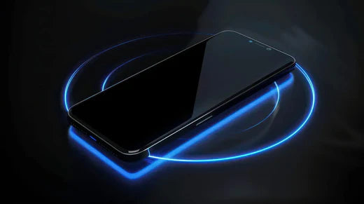 Phone charging through desk surface with invisible wireless charger